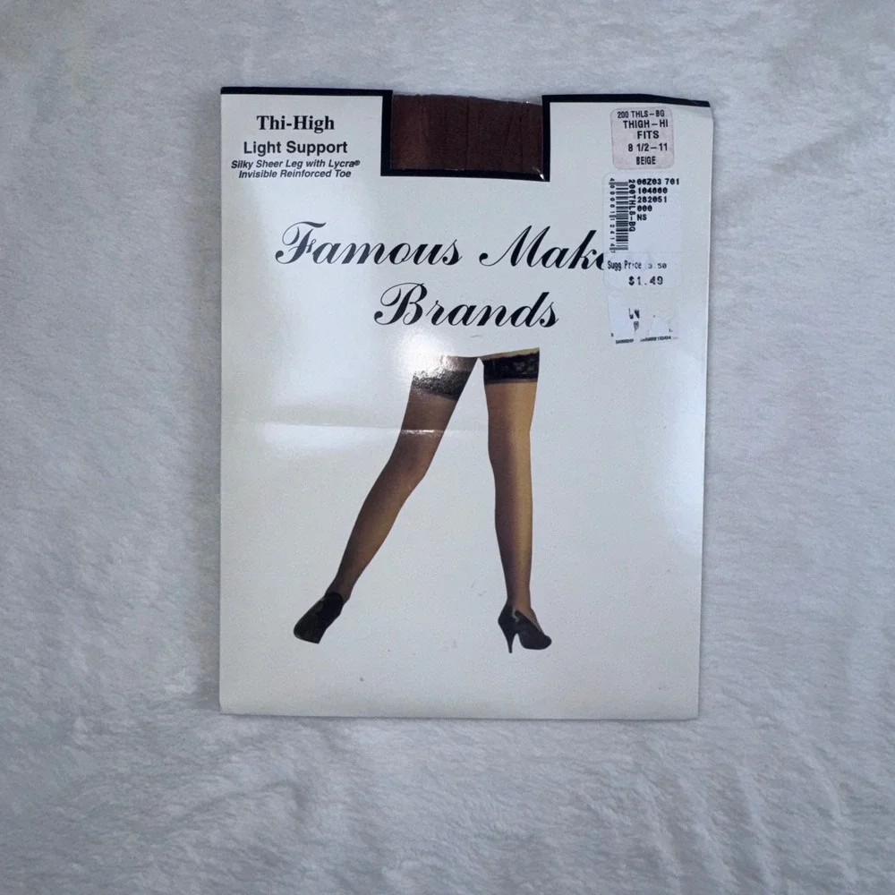 Famous Maker Brands Thigh High Stocking Women 8.5-11 Beige Suntan Lot of 3 Sheer
